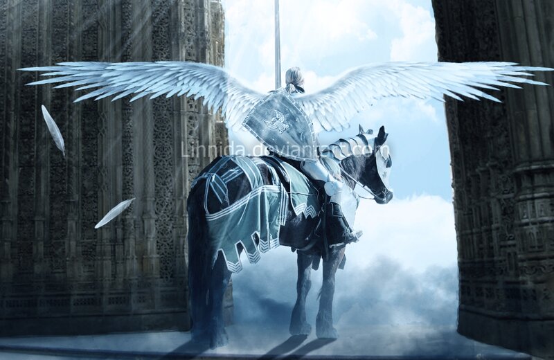 Angelic Knight on Horse — White