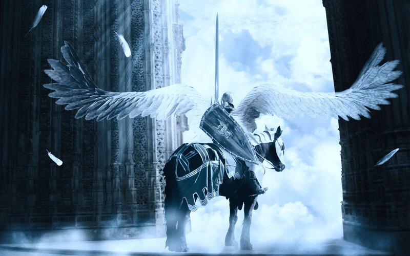 angelic knight on horseback
