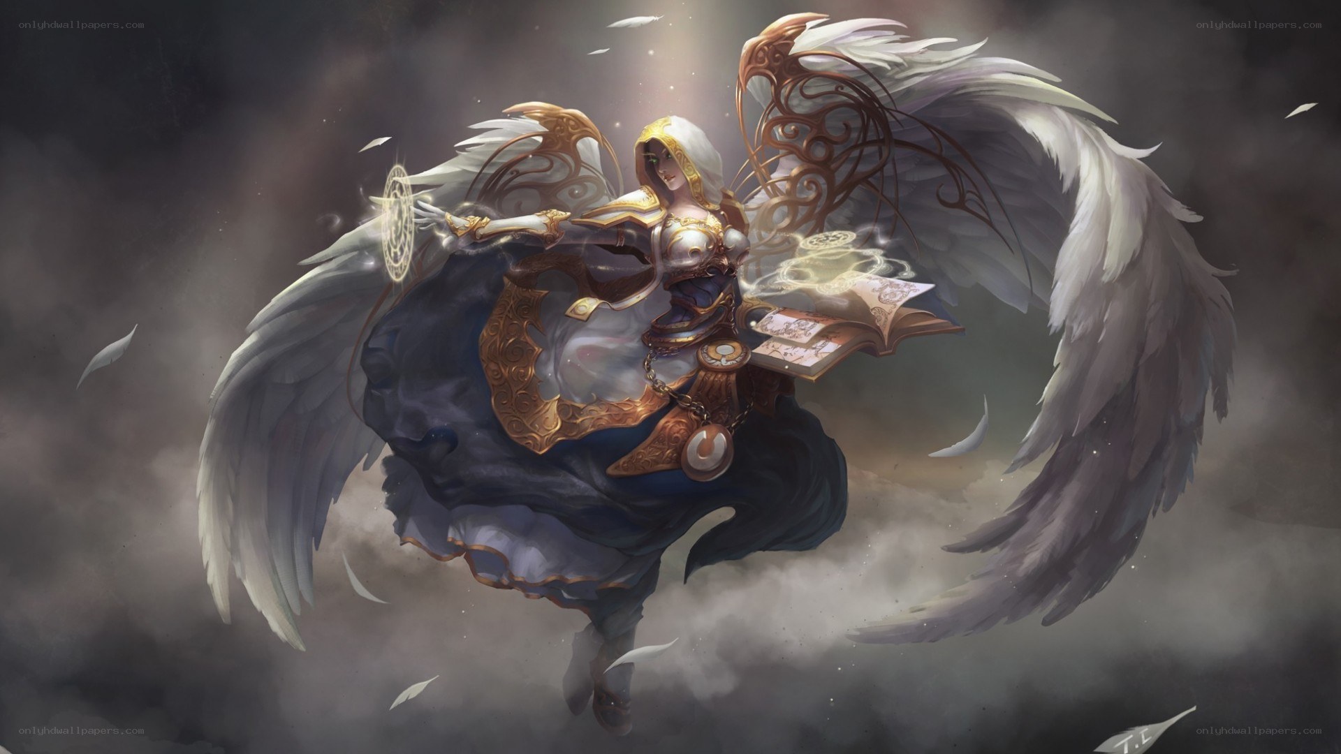 angelic mage in flight