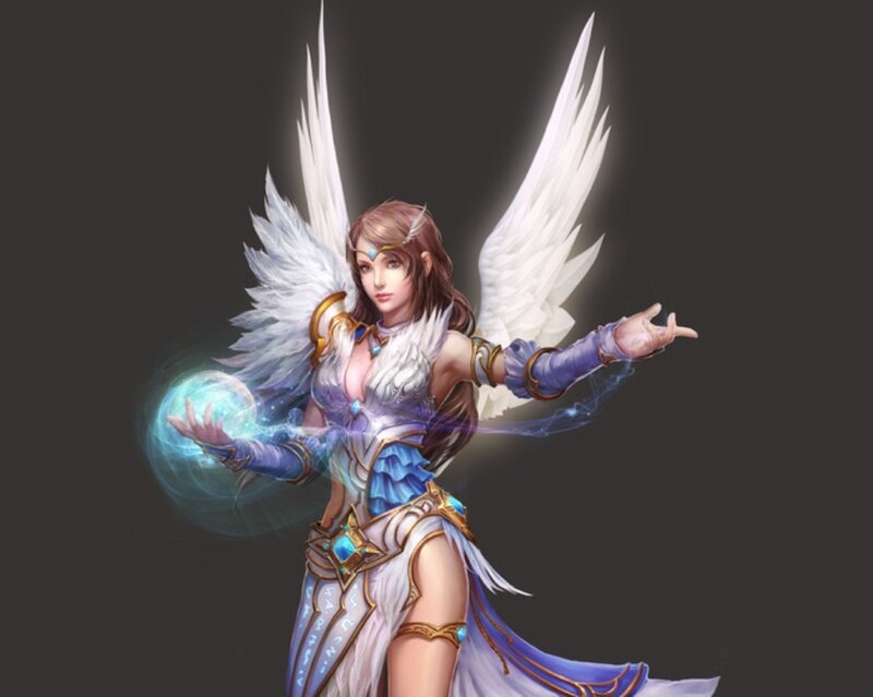 angelic mage with wings