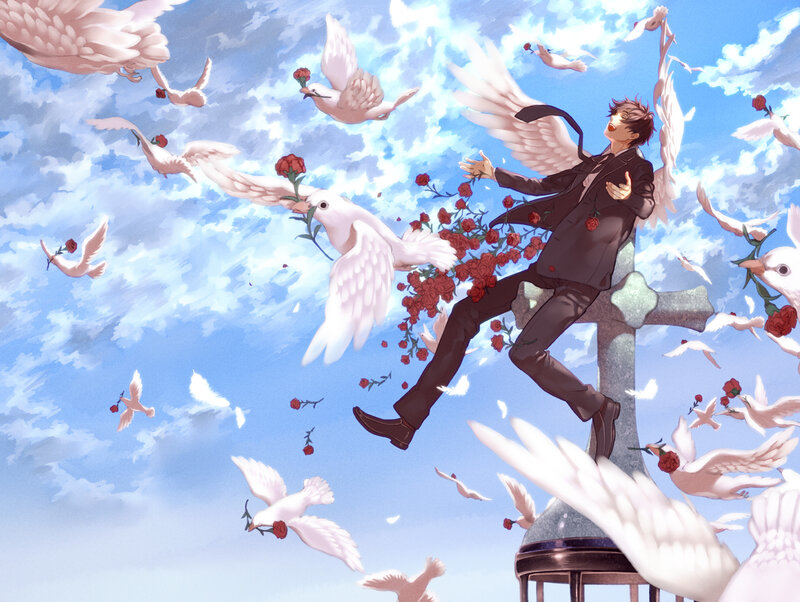 Angelic Man with Wings — Blue