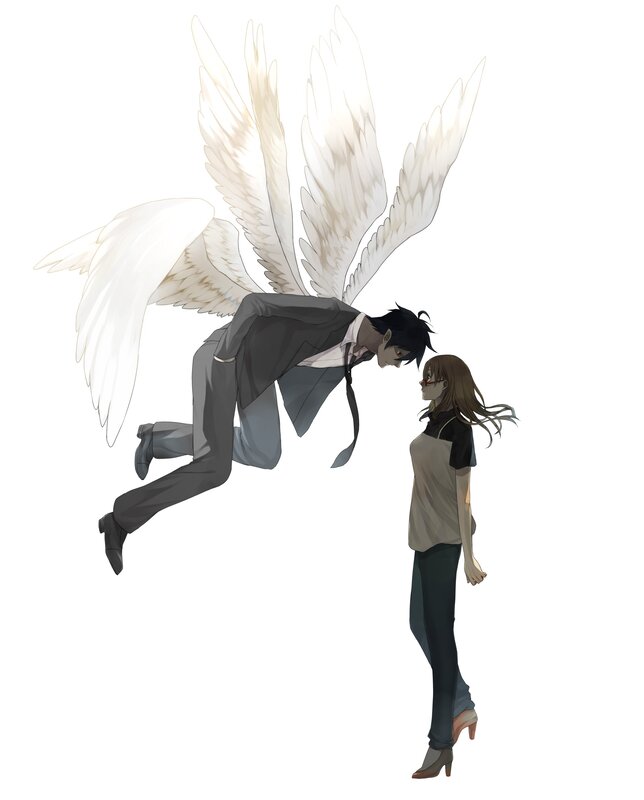Angelic Man with Wings — White