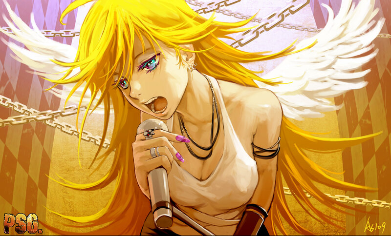 angelic singer with microphone