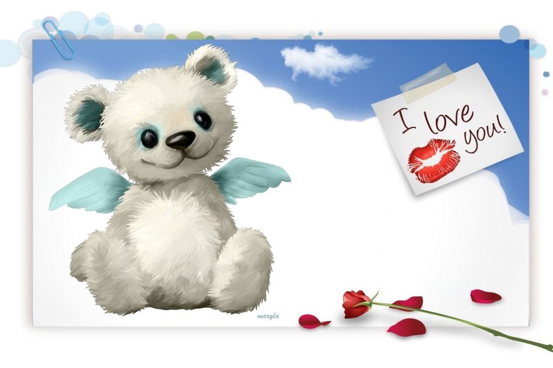 Angelic Teddy Bear — White