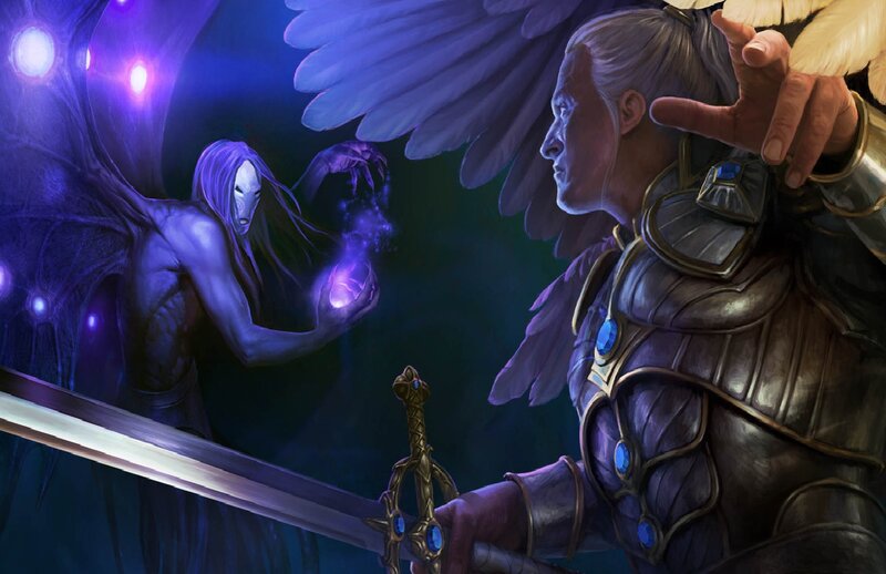 Angelic Warrior Facing Demon