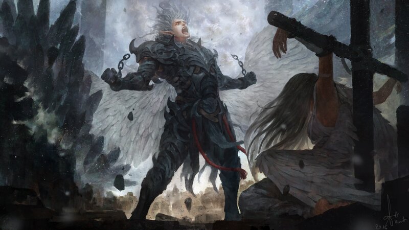 Angelic Warrior in Armor — Gray