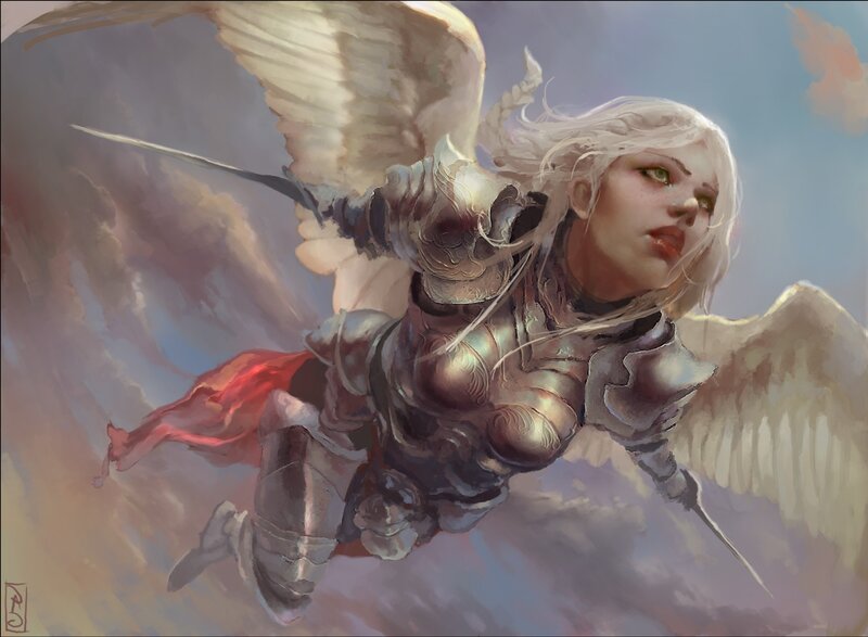 Angelic Warrior in Armor — White