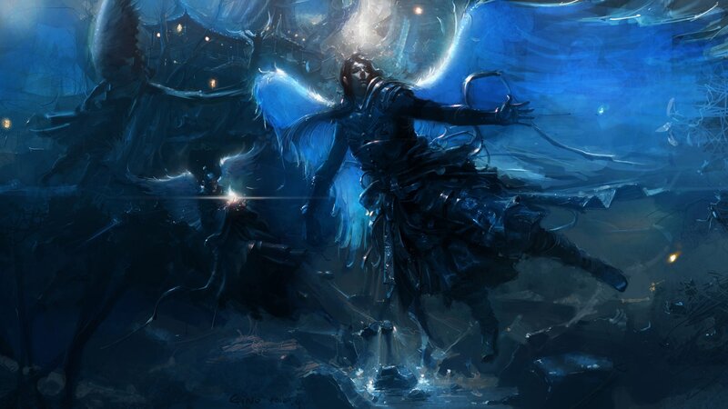 Angelic Warrior in Battle — Blue