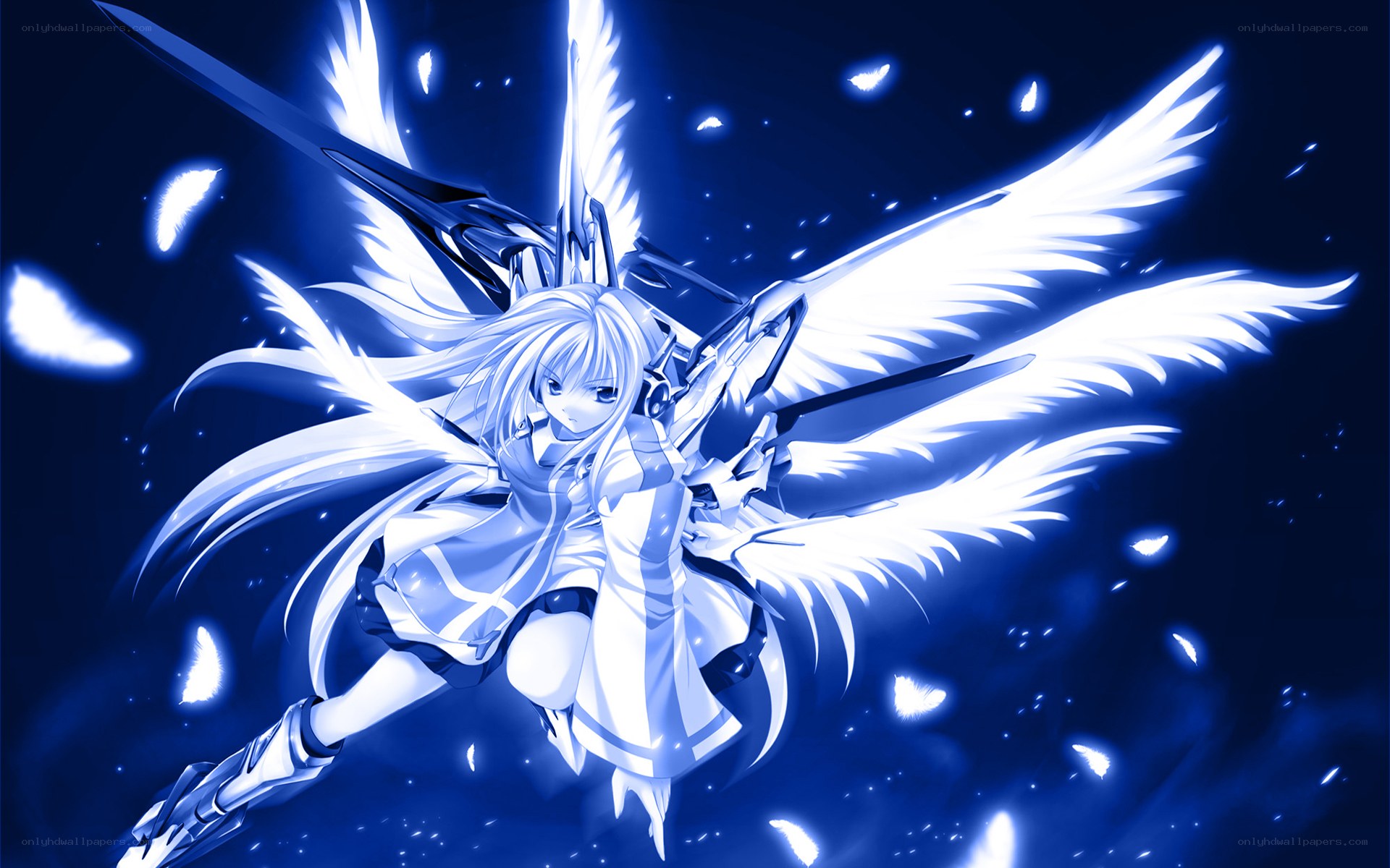 angelic warrior in blue light