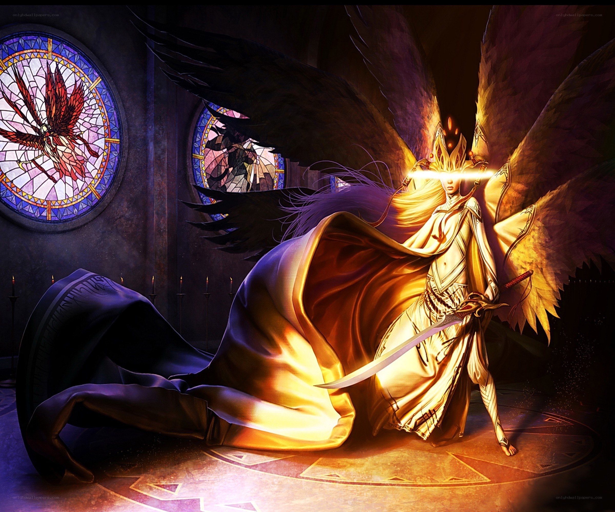 angelic warrior in cathedral