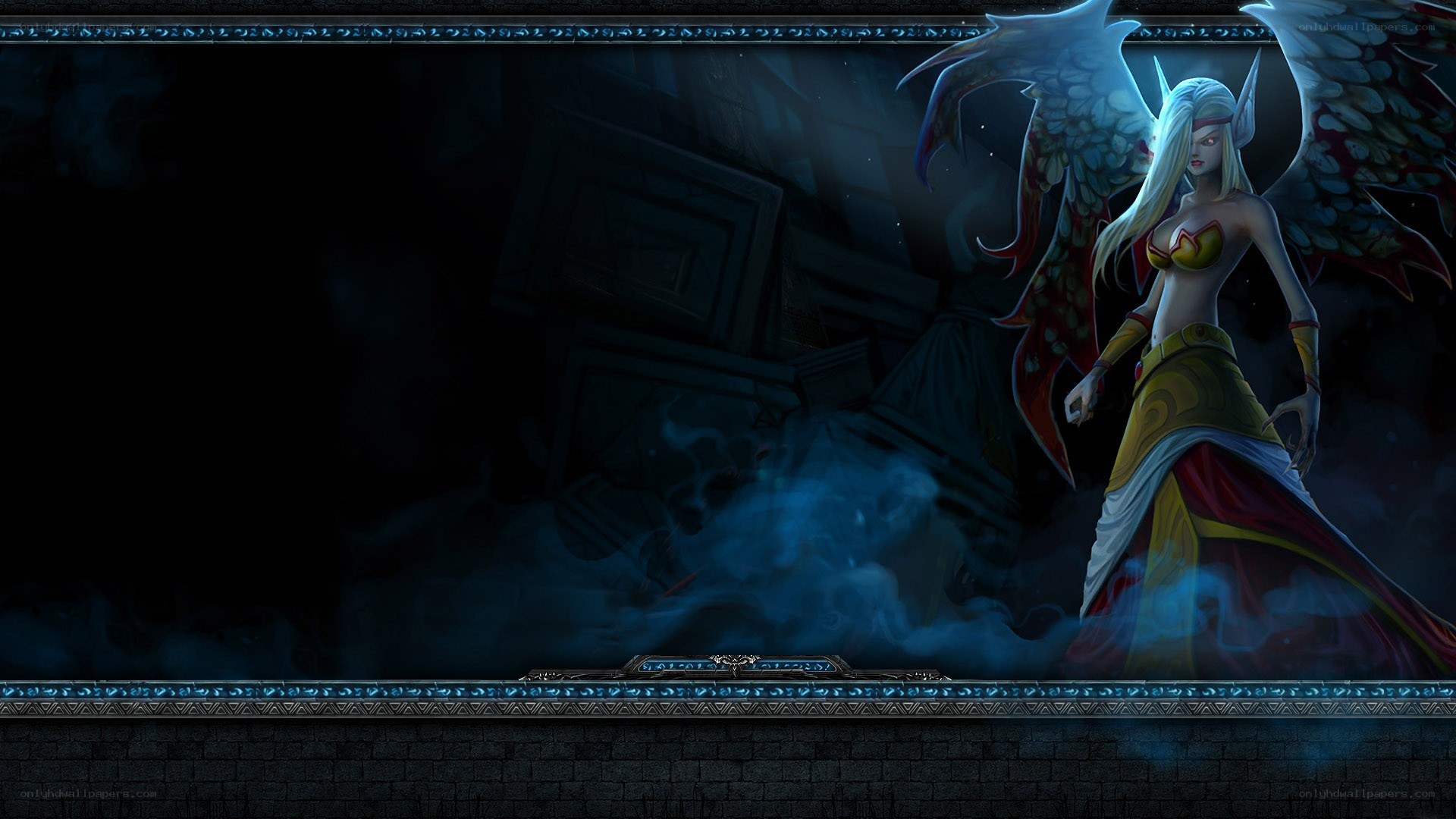 angelic warrior in dark temple