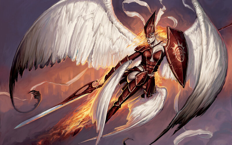 angelic warrior in flight