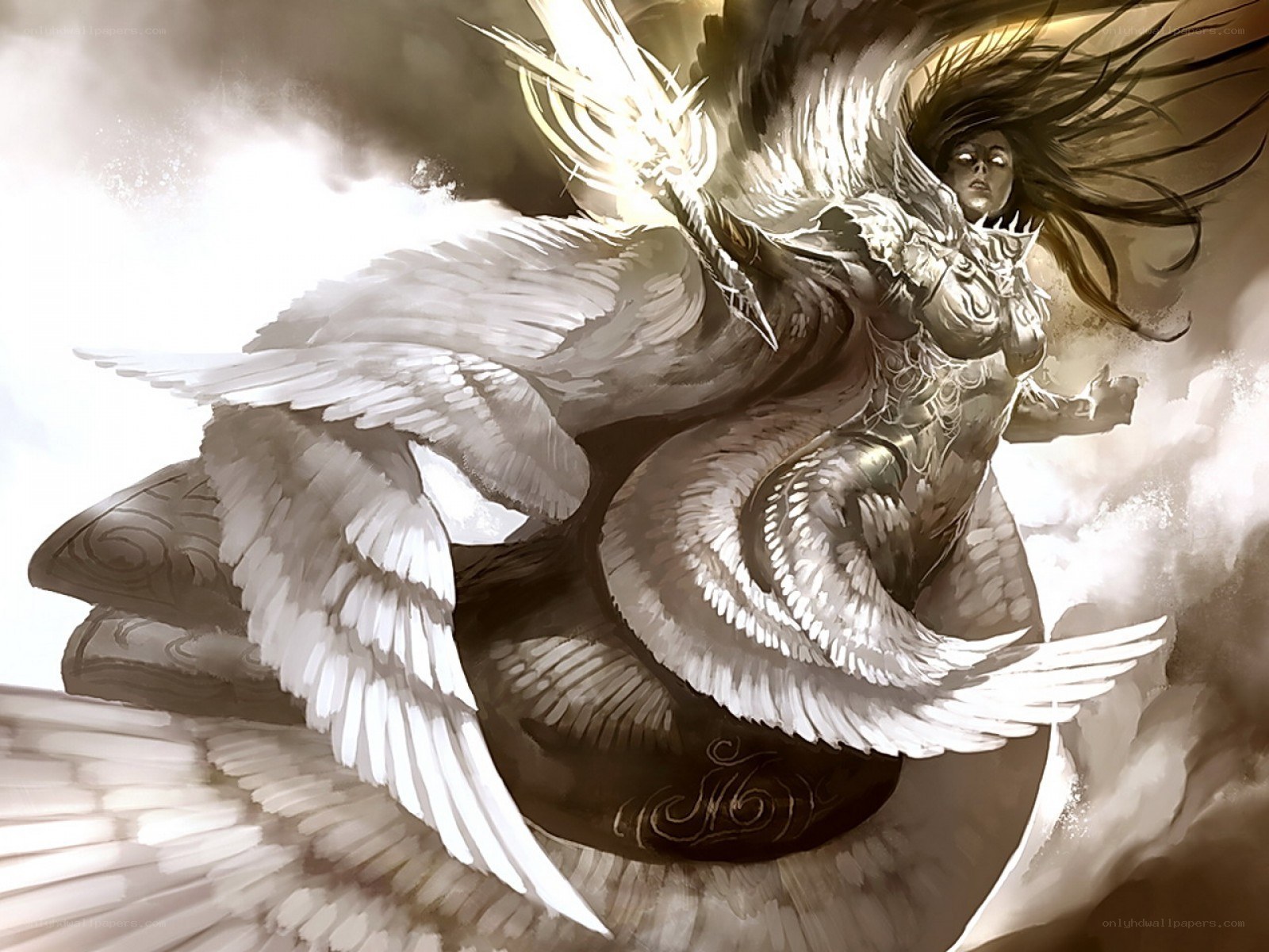 angelic warrior in flight