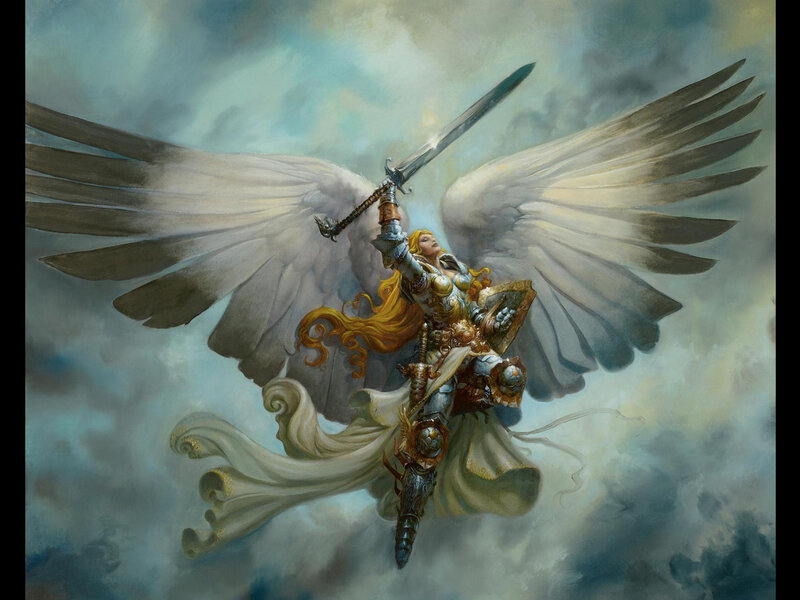 angelic warrior in flight