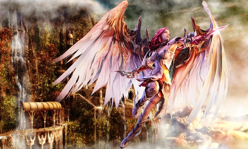 angelic warrior in flight