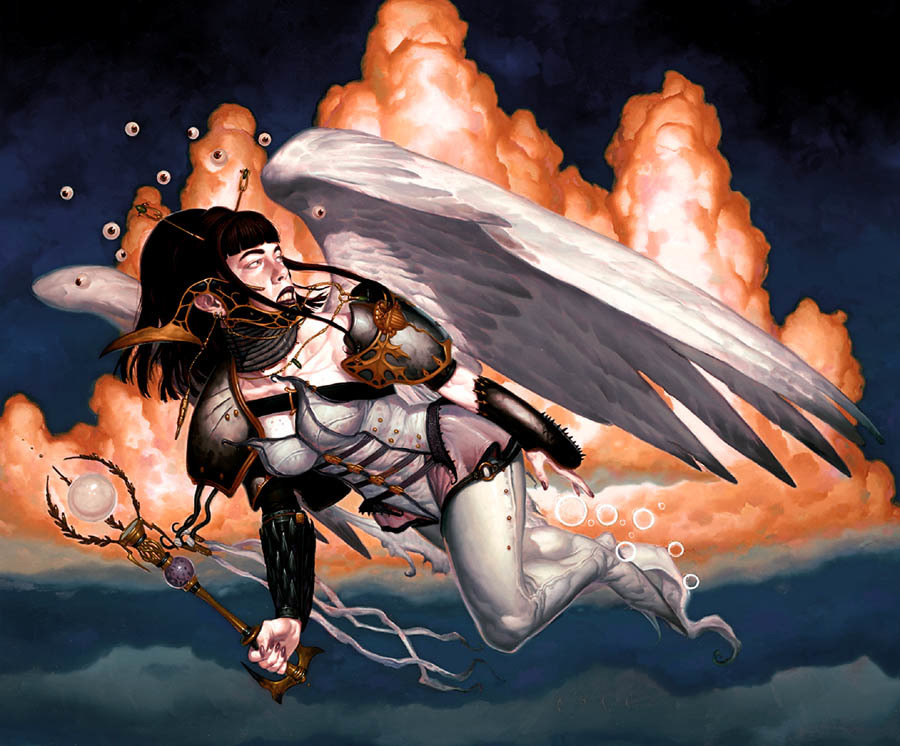 angelic warrior in flight