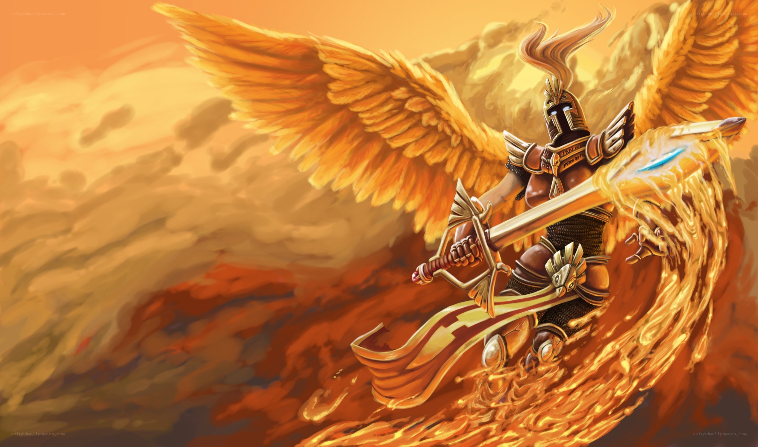 angelic warrior in golden light