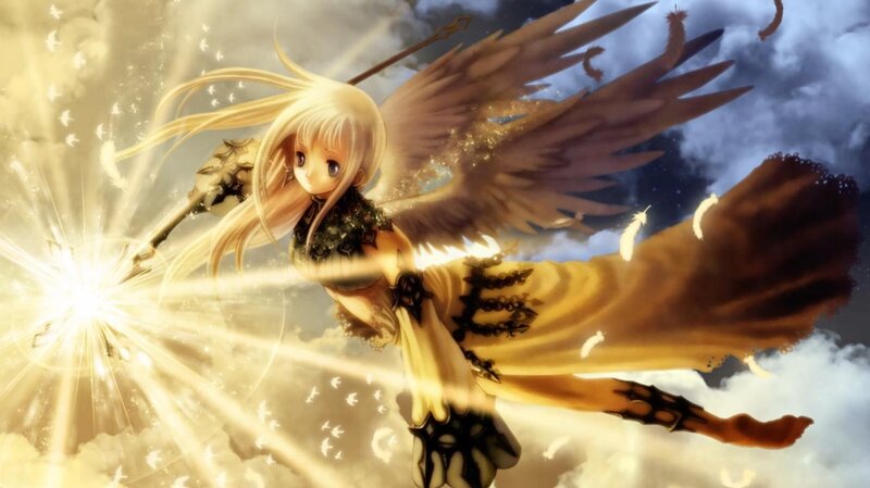 angelic warrior in golden light