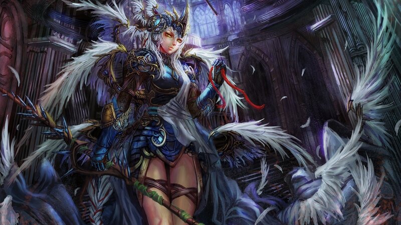 angelic warrior in gothic cathedral