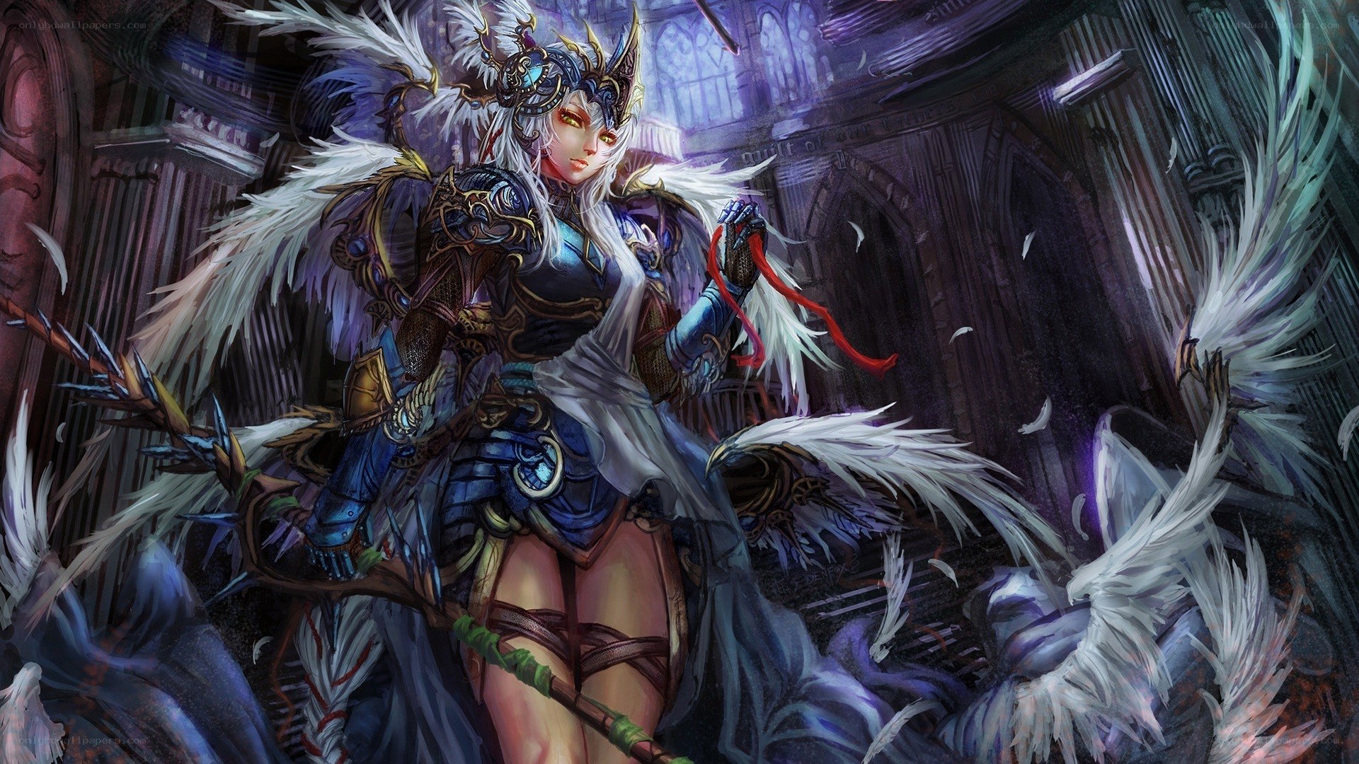 angelic warrior in gothic cathedral