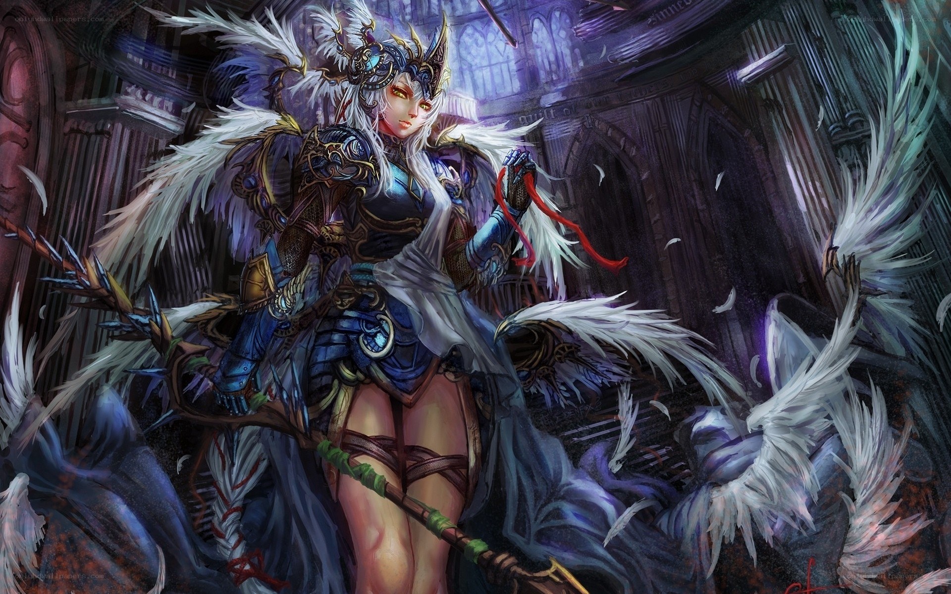 angelic warrior in gothic cathedral