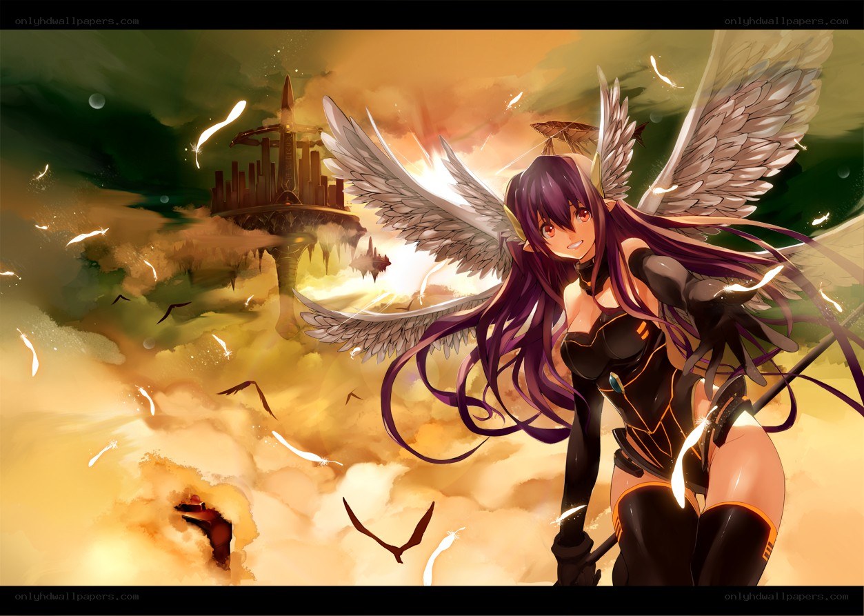angelic warrior in sky battle
