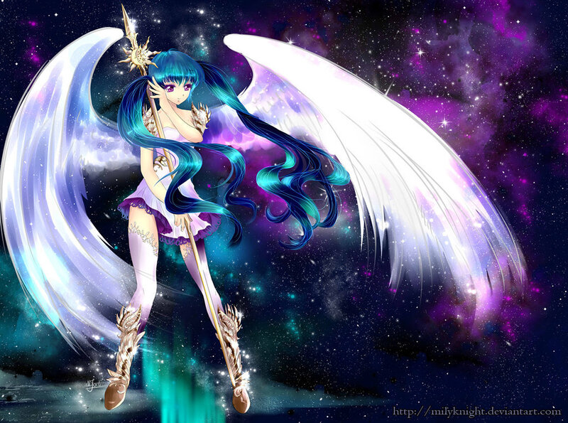angelic warrior in space
