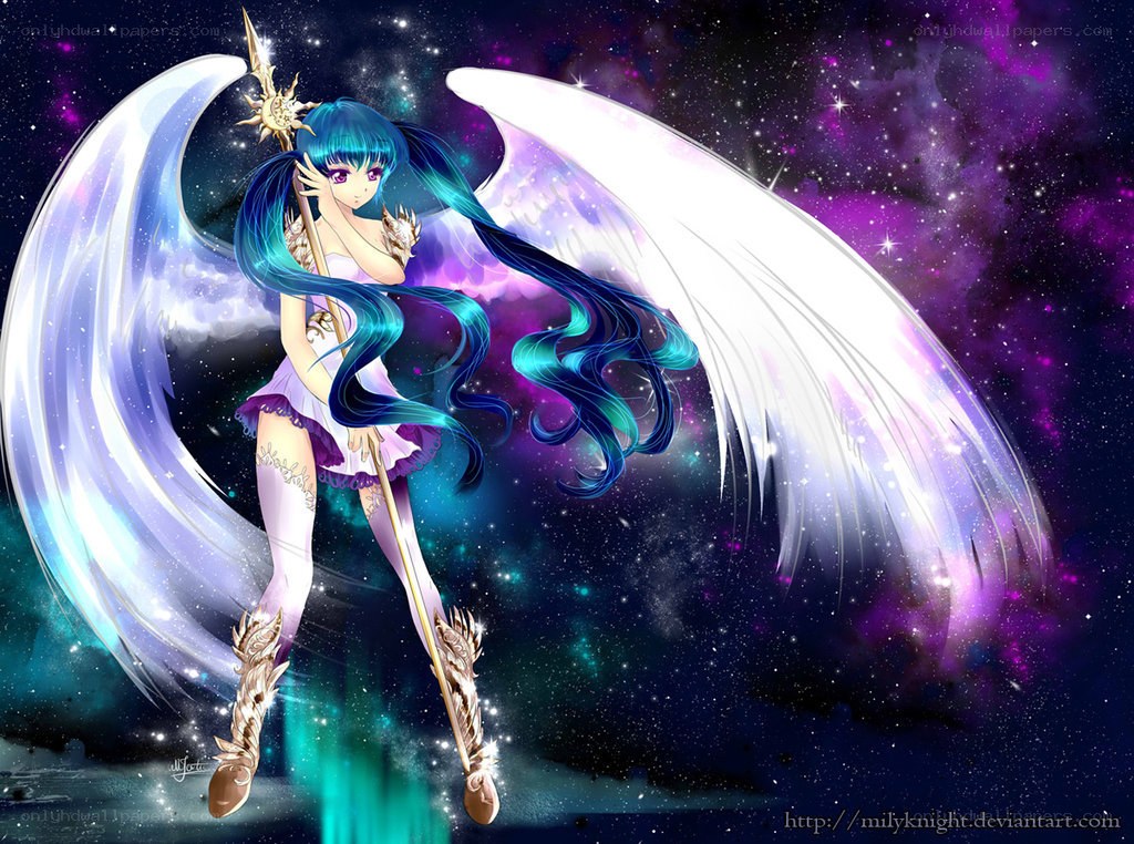 angelic warrior in space