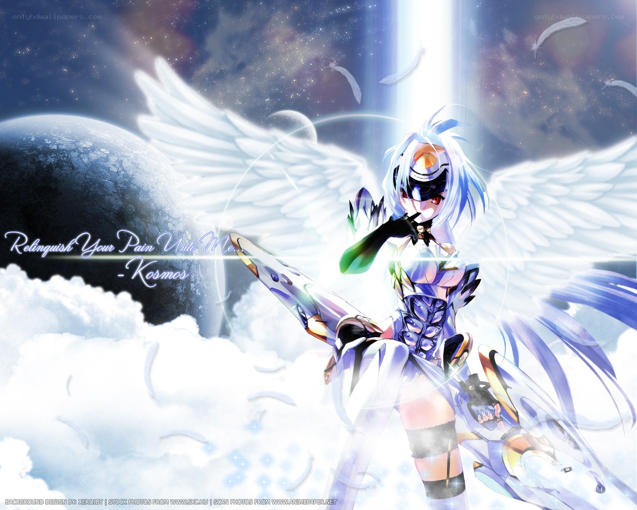 angelic warrior in space