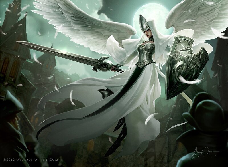 angelic warrior in white