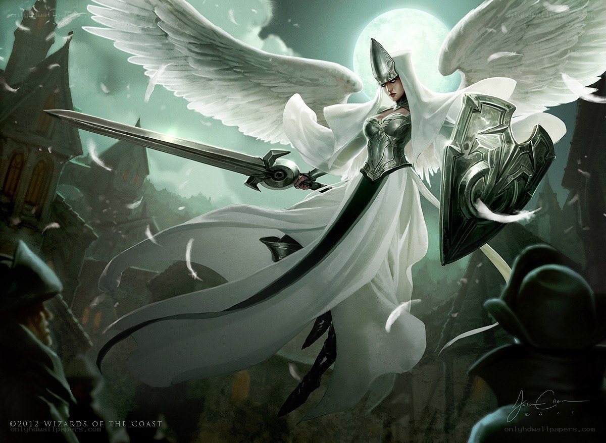 angelic warrior in white