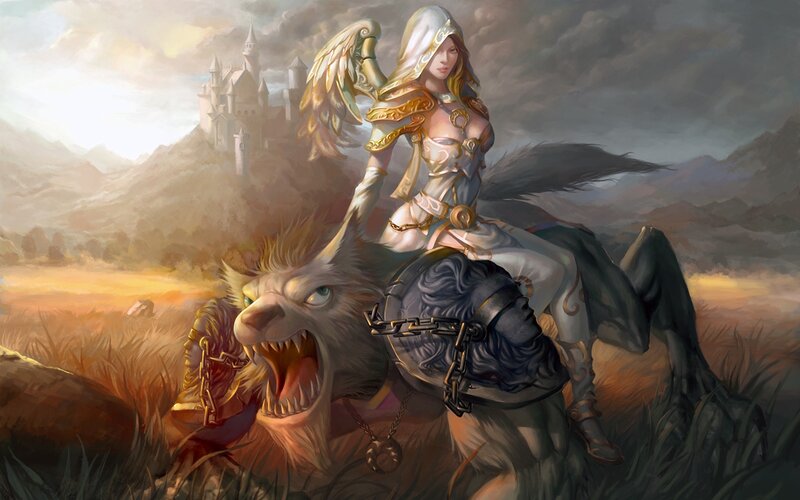 angelic warrior on a beast