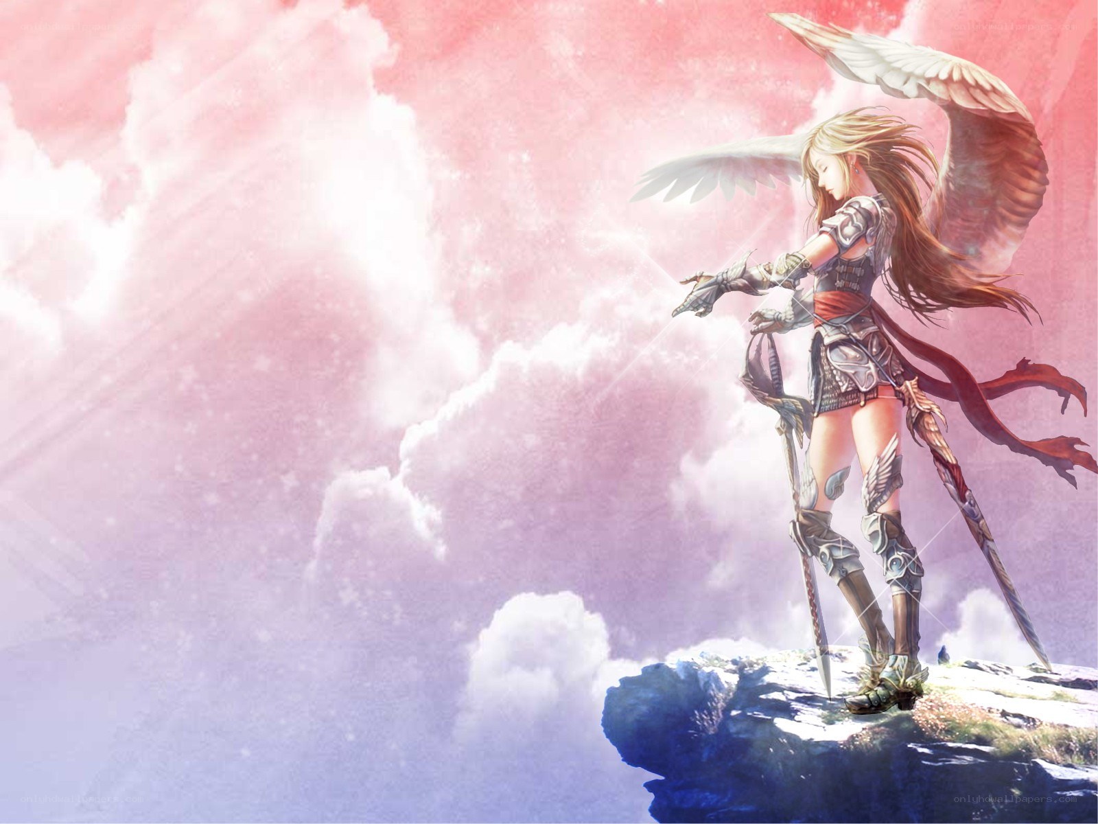 angelic warrior on a cliff