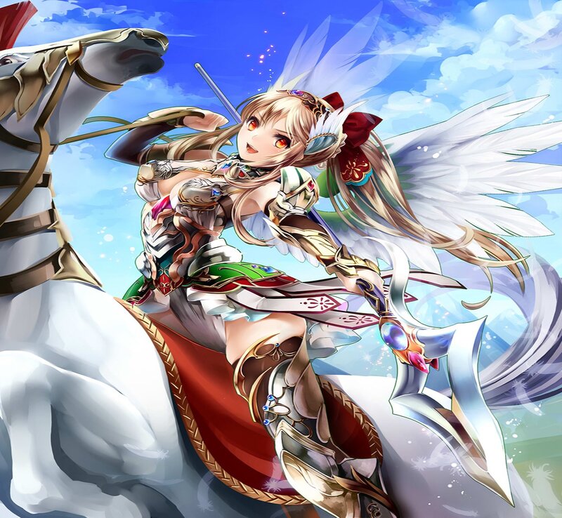 Angelic Warrior on Horse — Blue