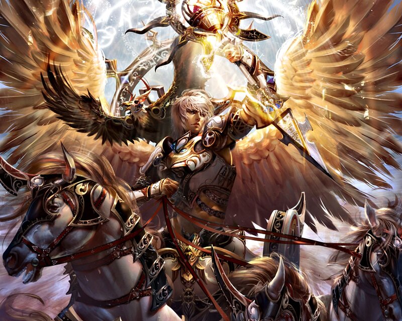 Angelic Warrior on Horse — Gold