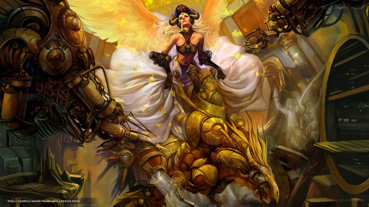angelic warrior on mechanical steed