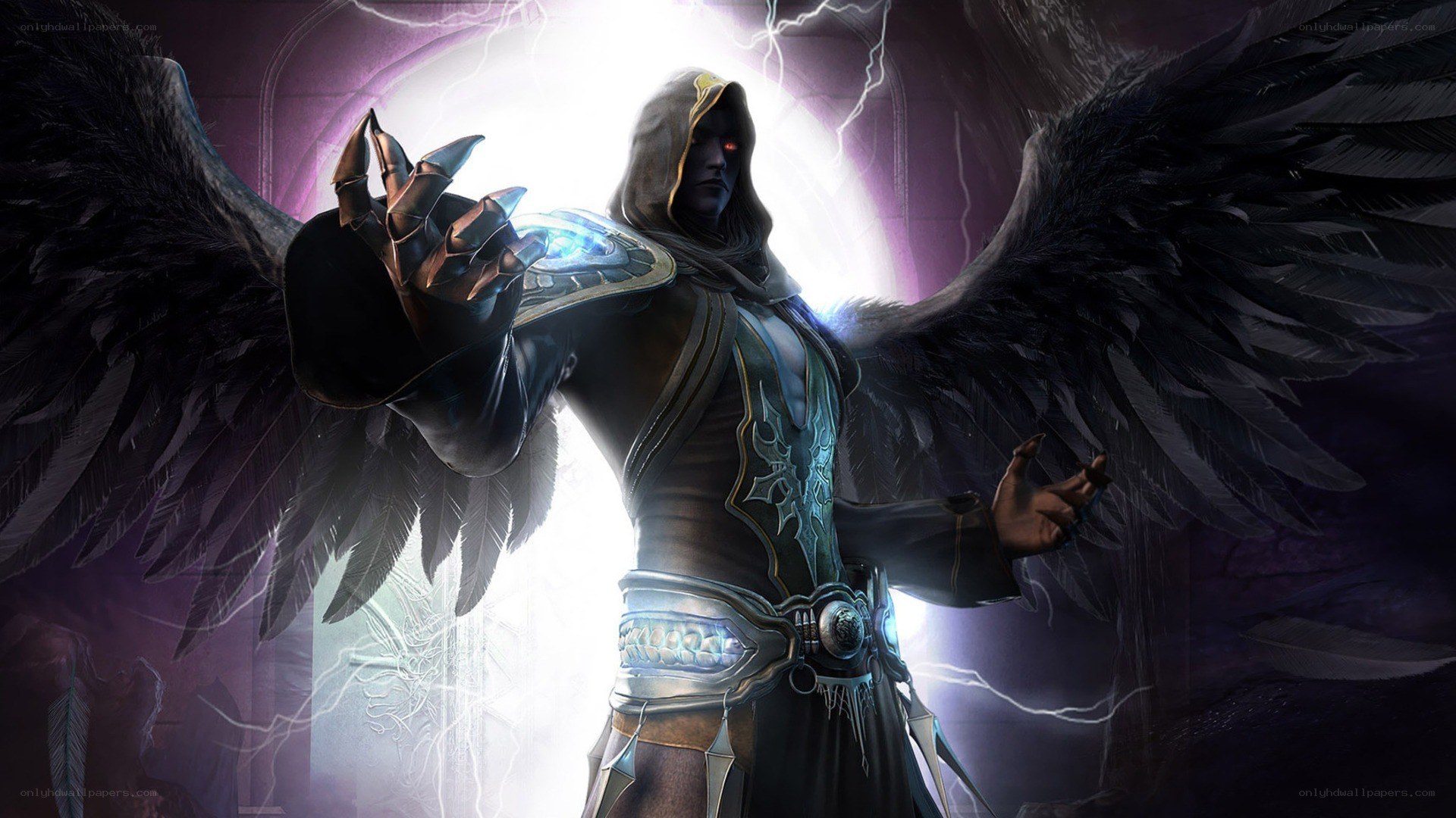 angelic warrior with black wings