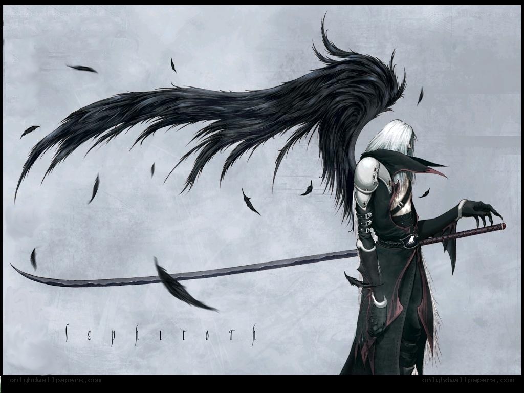 angelic warrior with black wings