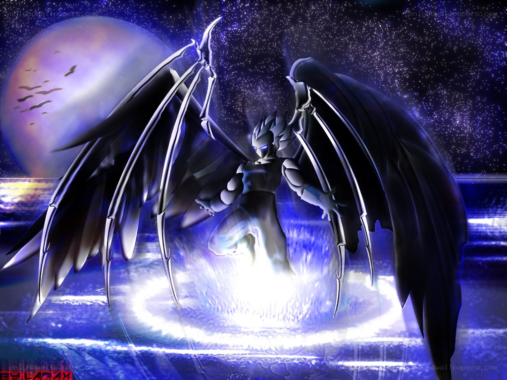 angelic warrior with black wings