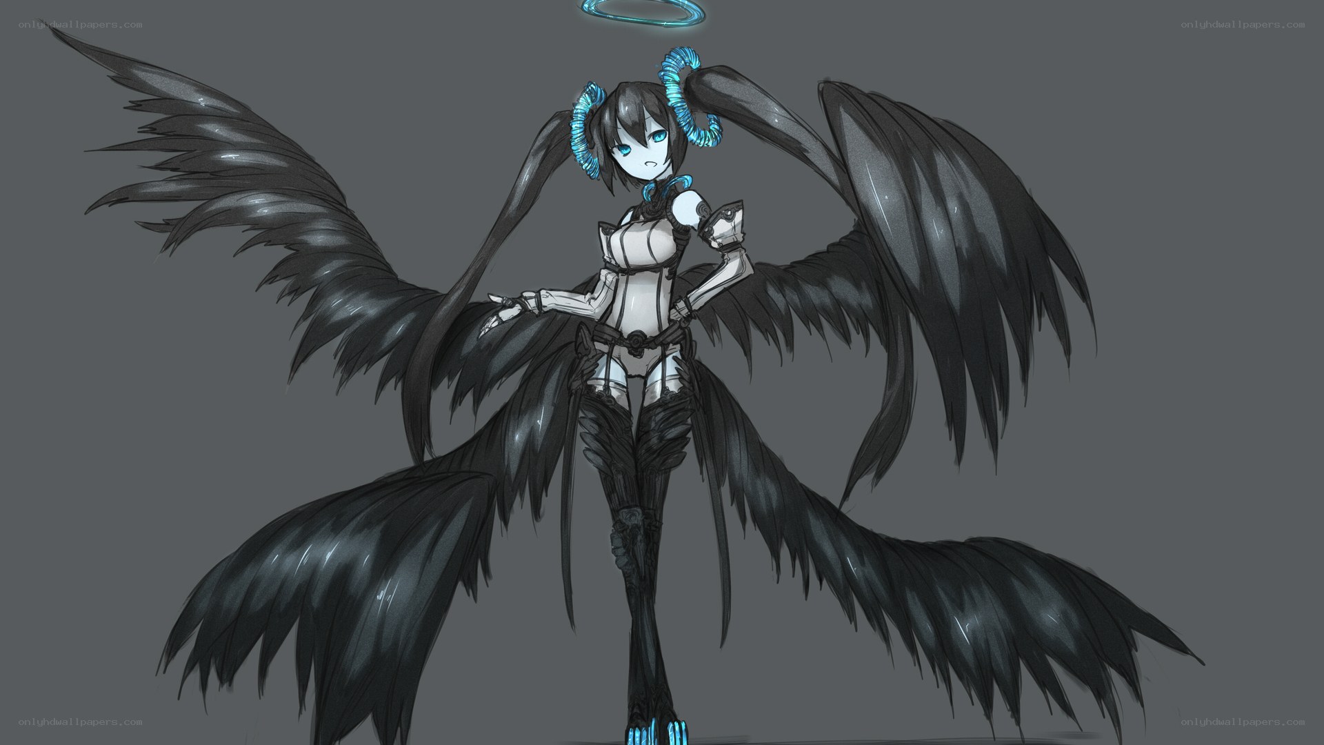 angelic warrior with black wings