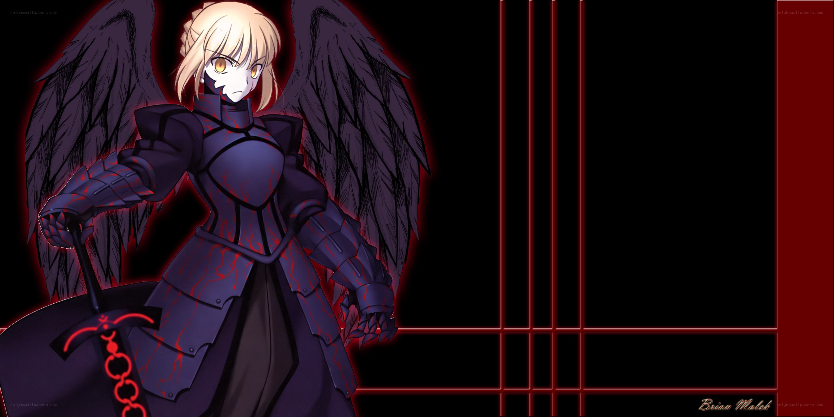 angelic warrior with black wings