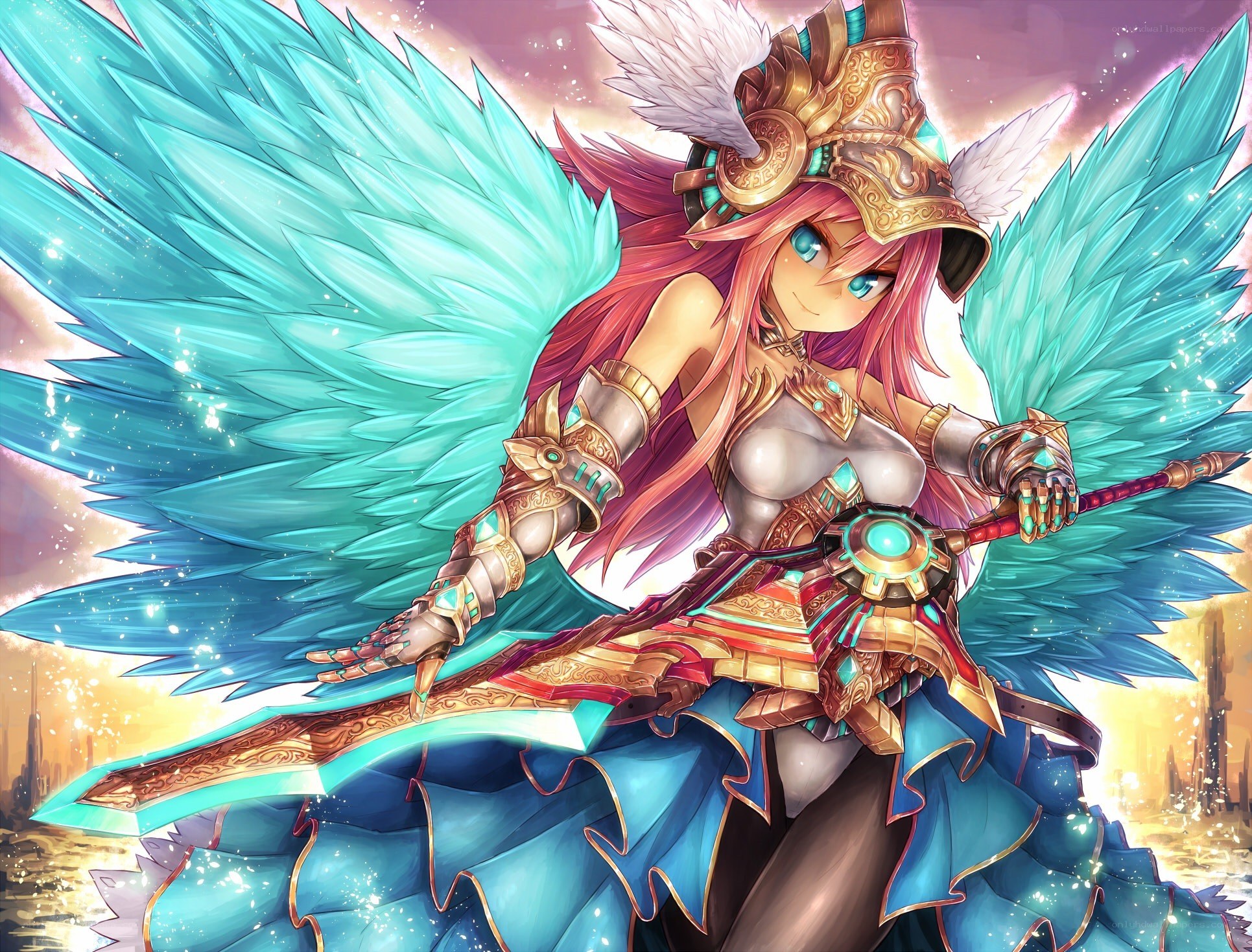 angelic warrior with blue wings