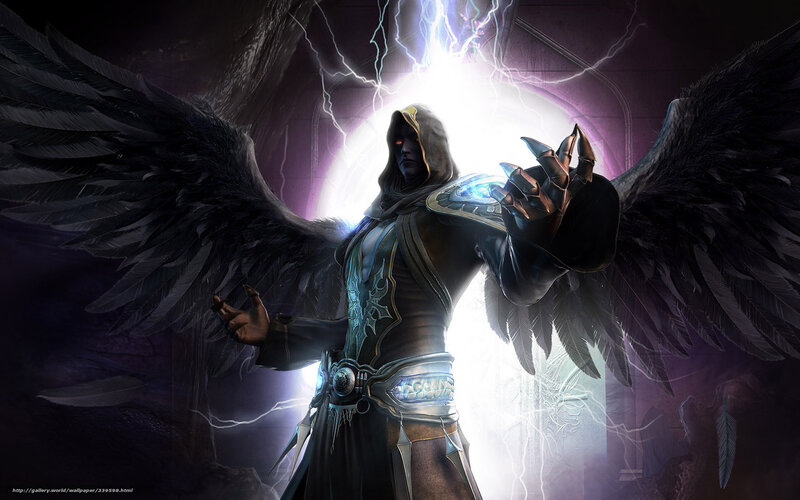 angelic warrior with dark wings