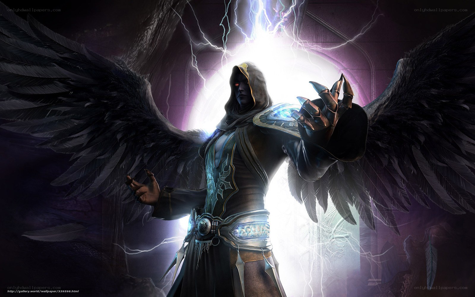angelic warrior with dark wings