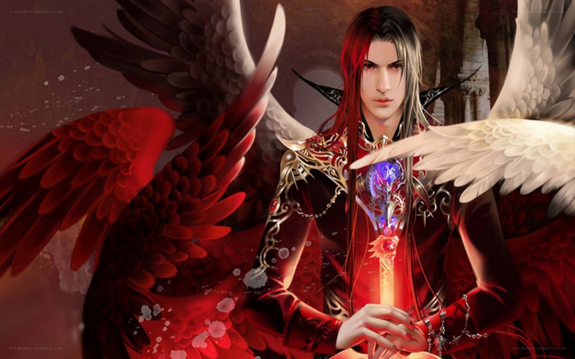 angelic warrior with dual wings