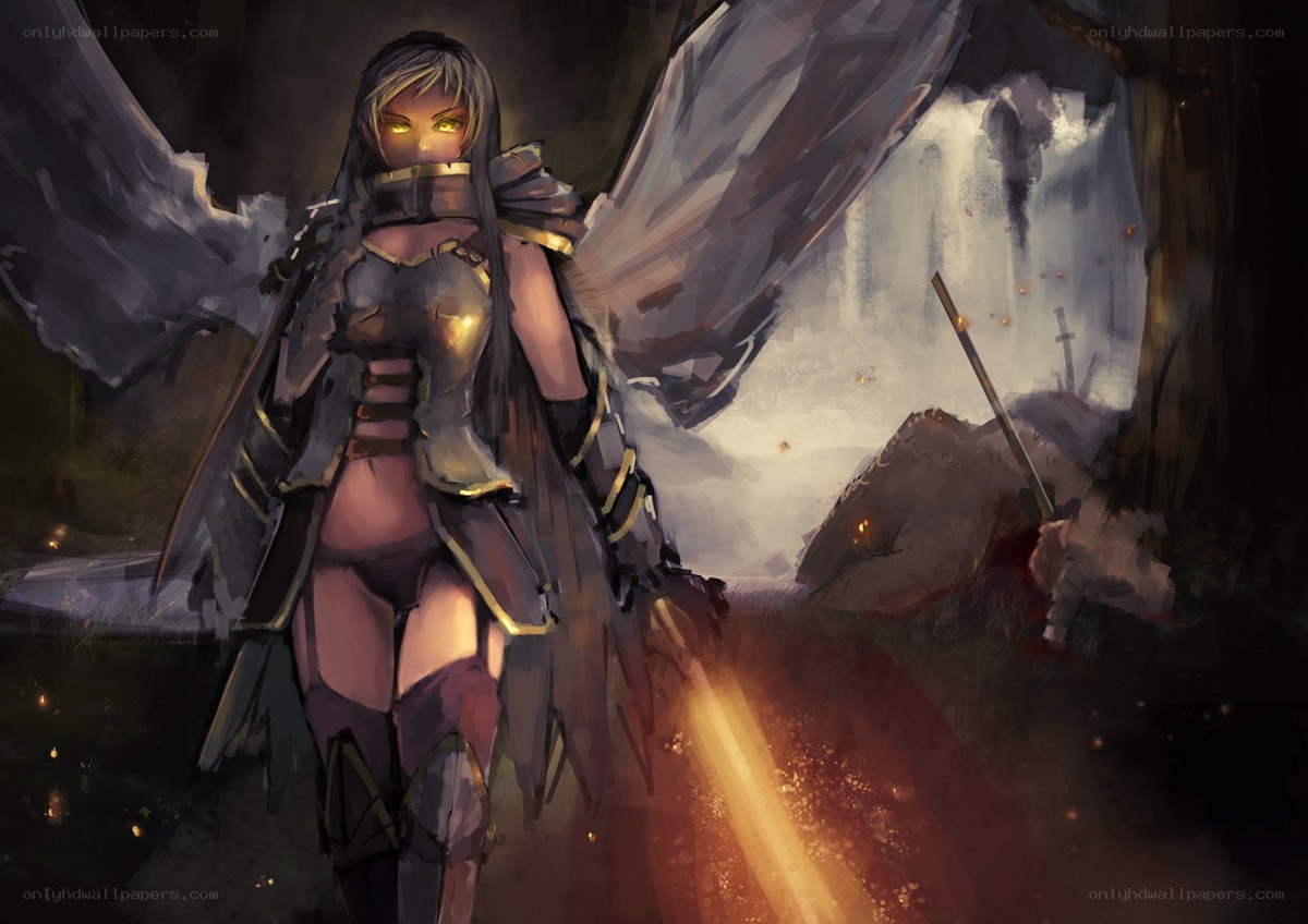 angelic warrior with glowing eyes