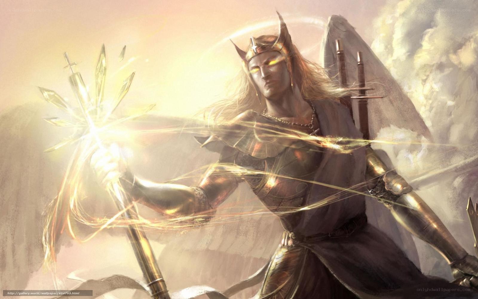 angelic warrior with glowing staff
