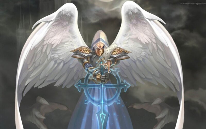 angelic warrior with glowing sword