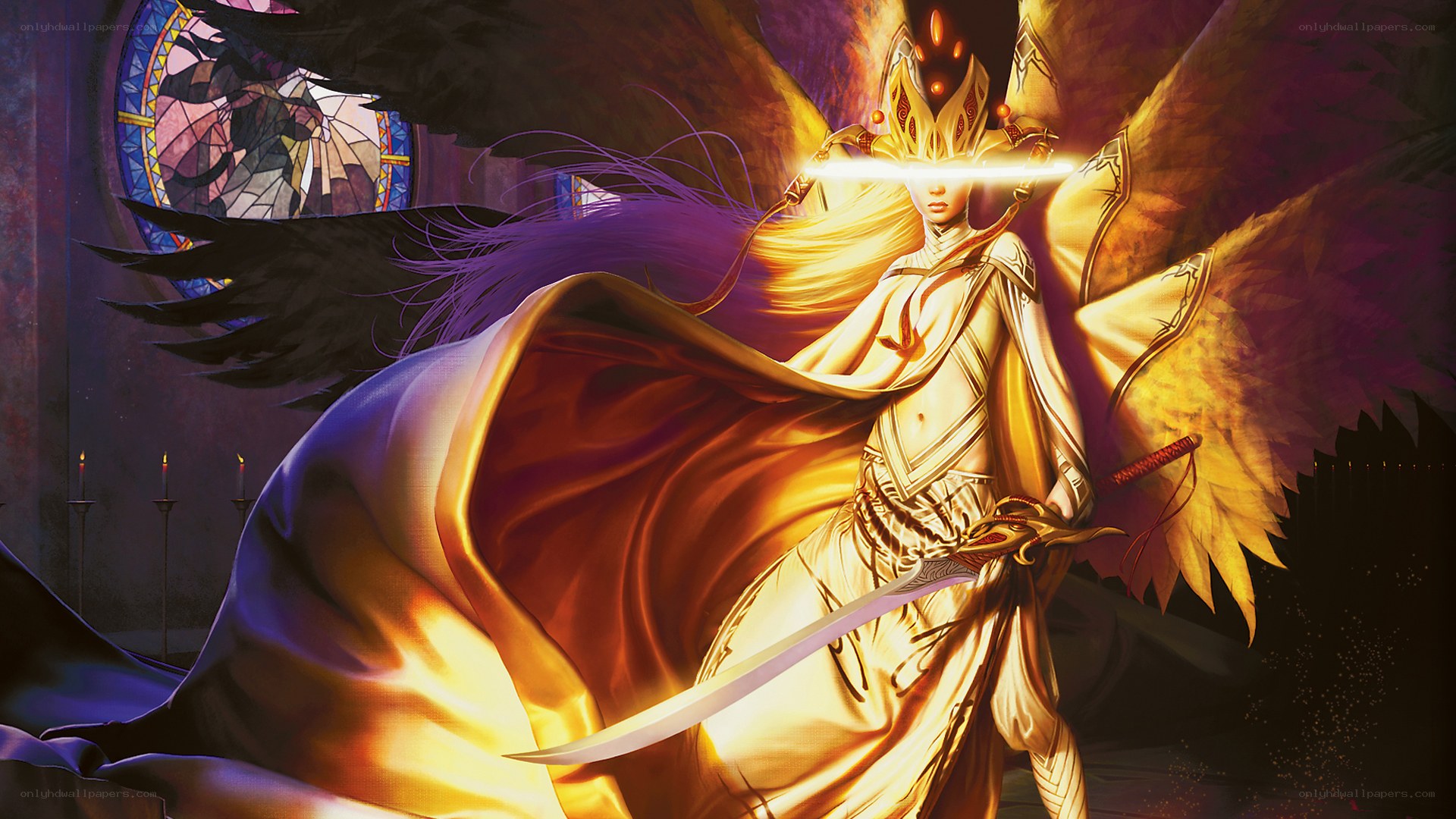 angelic warrior with glowing sword