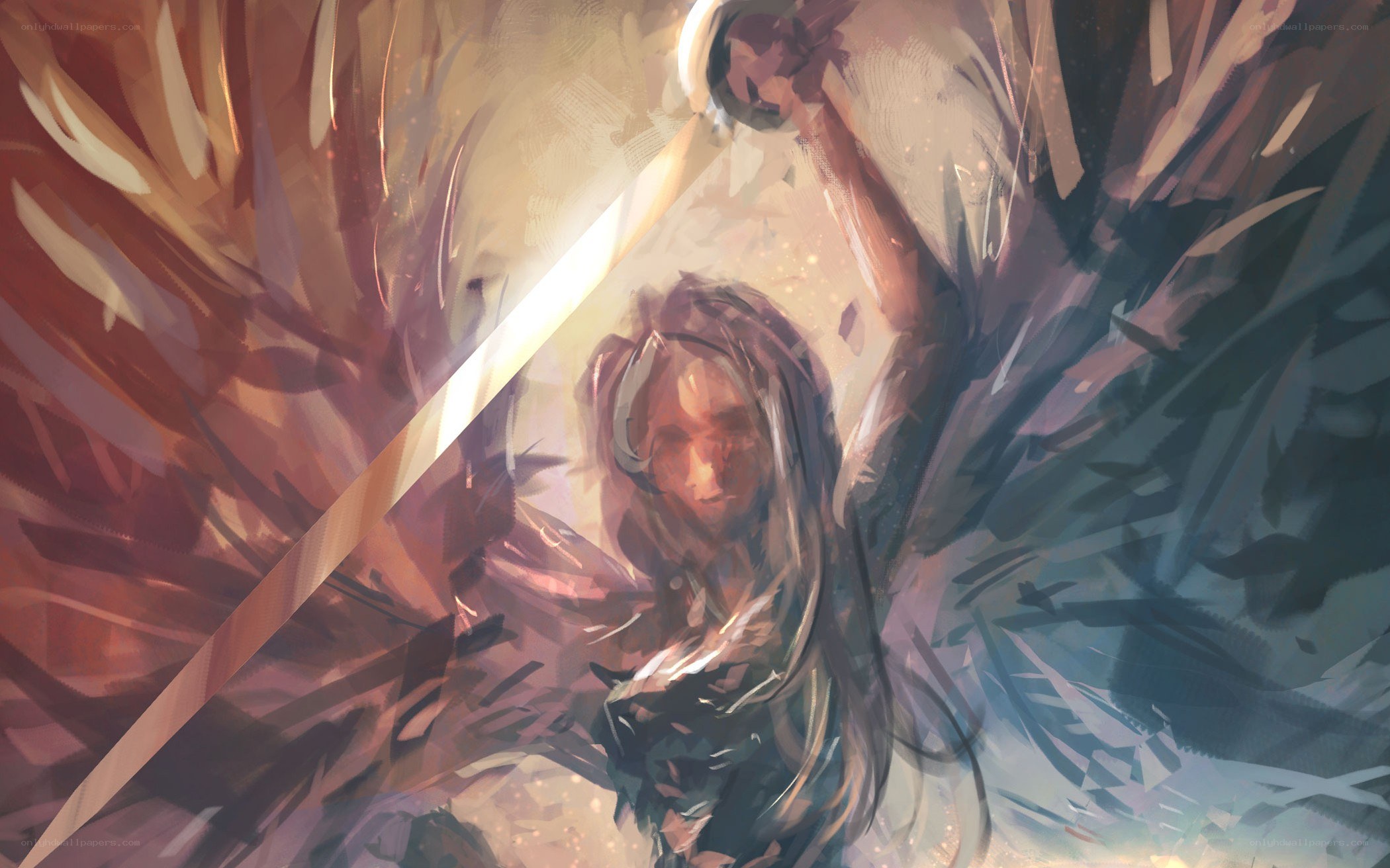 angelic warrior with glowing sword